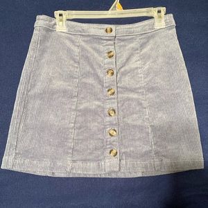 Baby blue corduroy button skirt